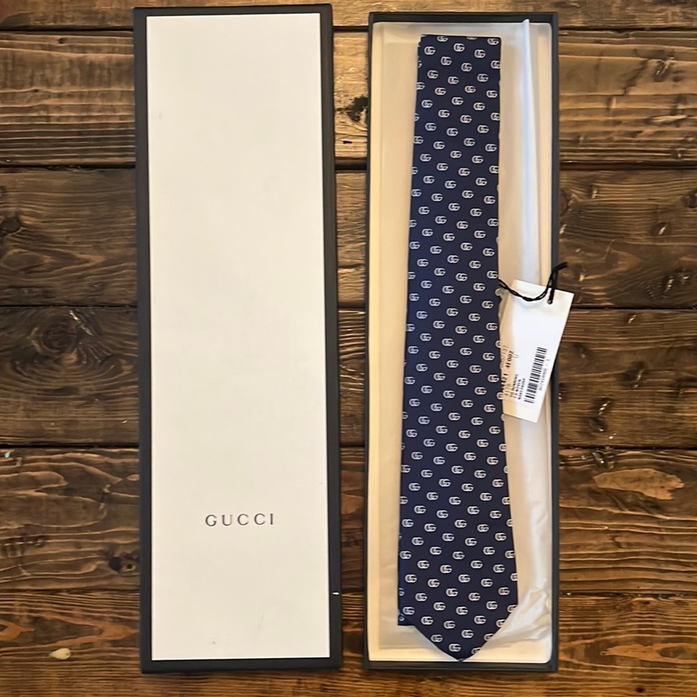 New! Gucci Navy Dress Tie - Made in Italy